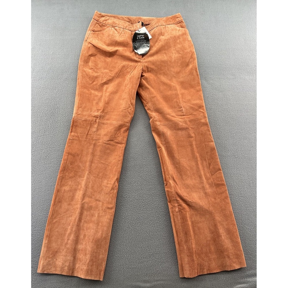Cami Suede Pants Womens 12 Straight Leg Flare Genuine Leather Lined Pockets